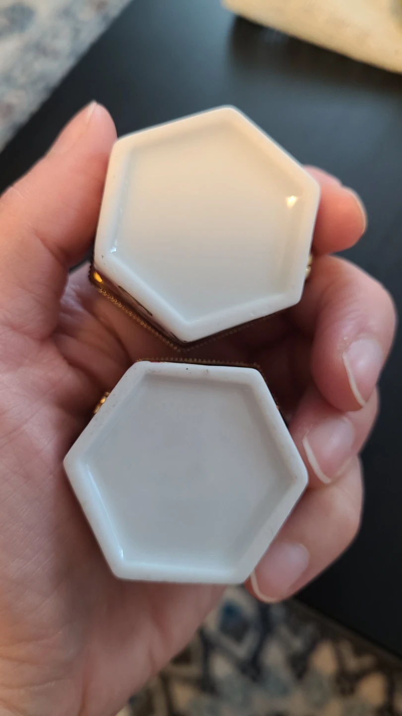 New Set of 2 Vintage Hexagonal Trinket Boxes - photo 5