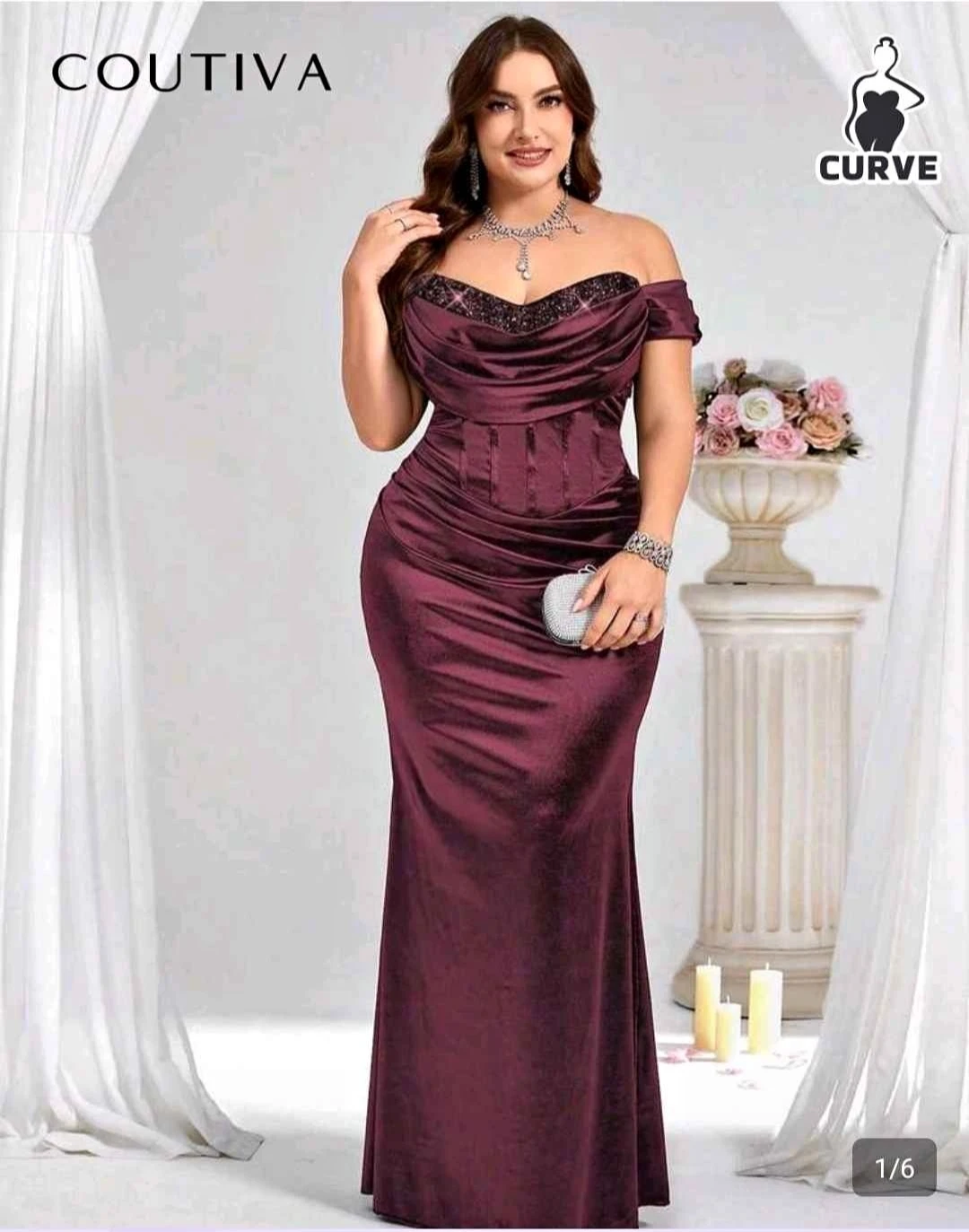 Coutiva Plus Size Off-Shoulder Evening Gown - photo 2