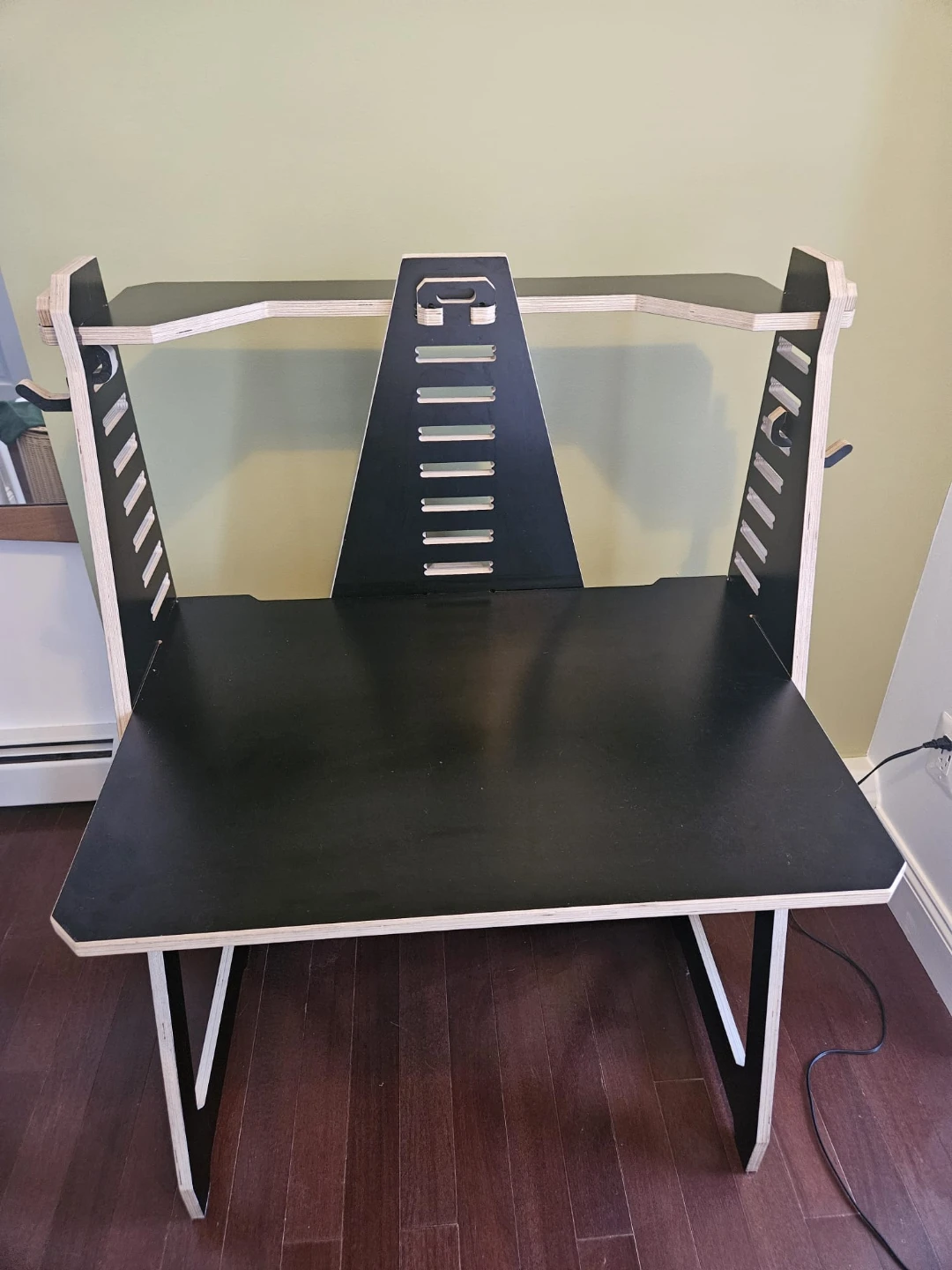 Black Work from Home Desk with Monitor Shelf
