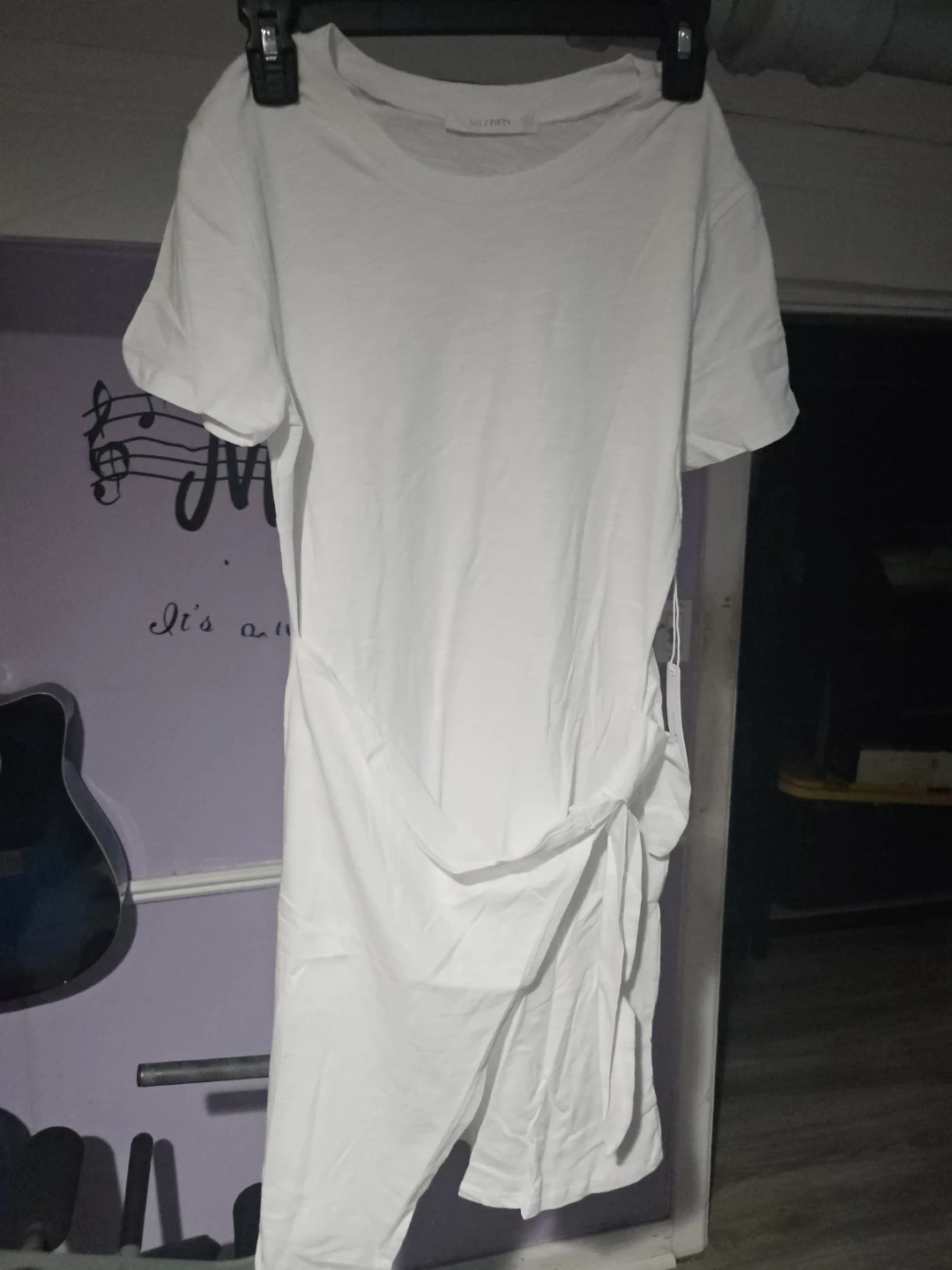 SIX / FIFTY White Ruched T-Shirt Dress