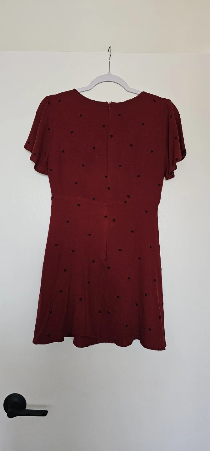 Forever 21 Red Heart Print Mini Dress with Tie Front - photo 2