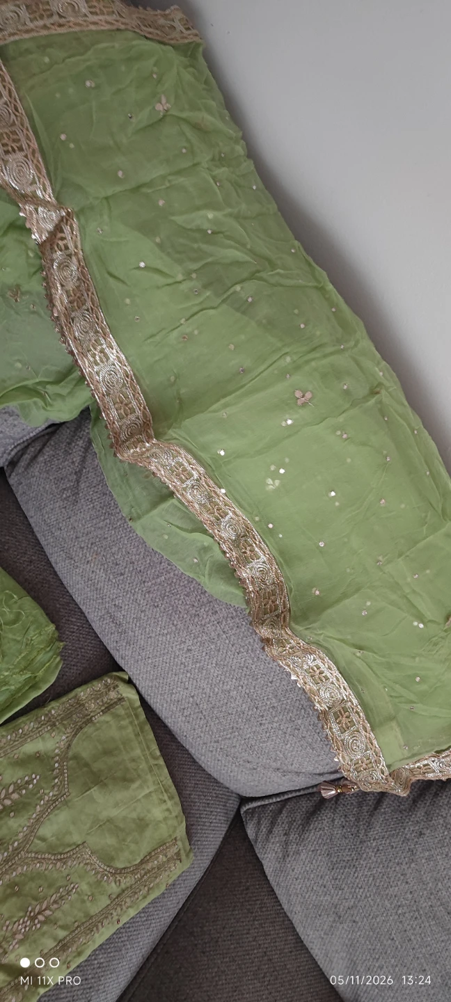 Light Green Embroidered Salwar Kameez Dupatta Set - photo 2