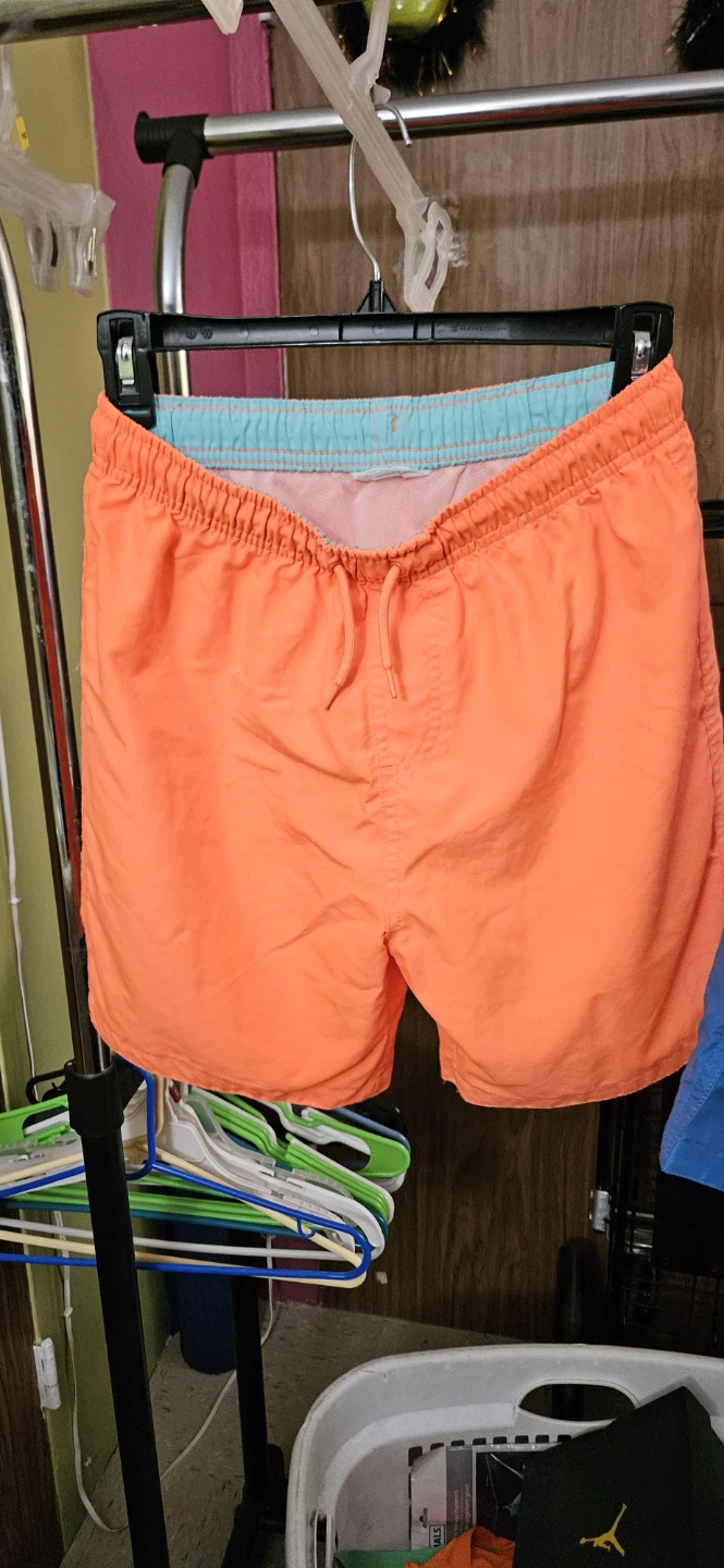 Orange Swim Trunks with Built-in Liner
