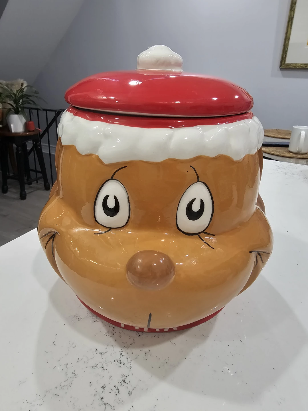 Cookie Jar The Grinch Who Stole Christmas Dog Max with Santa Hat