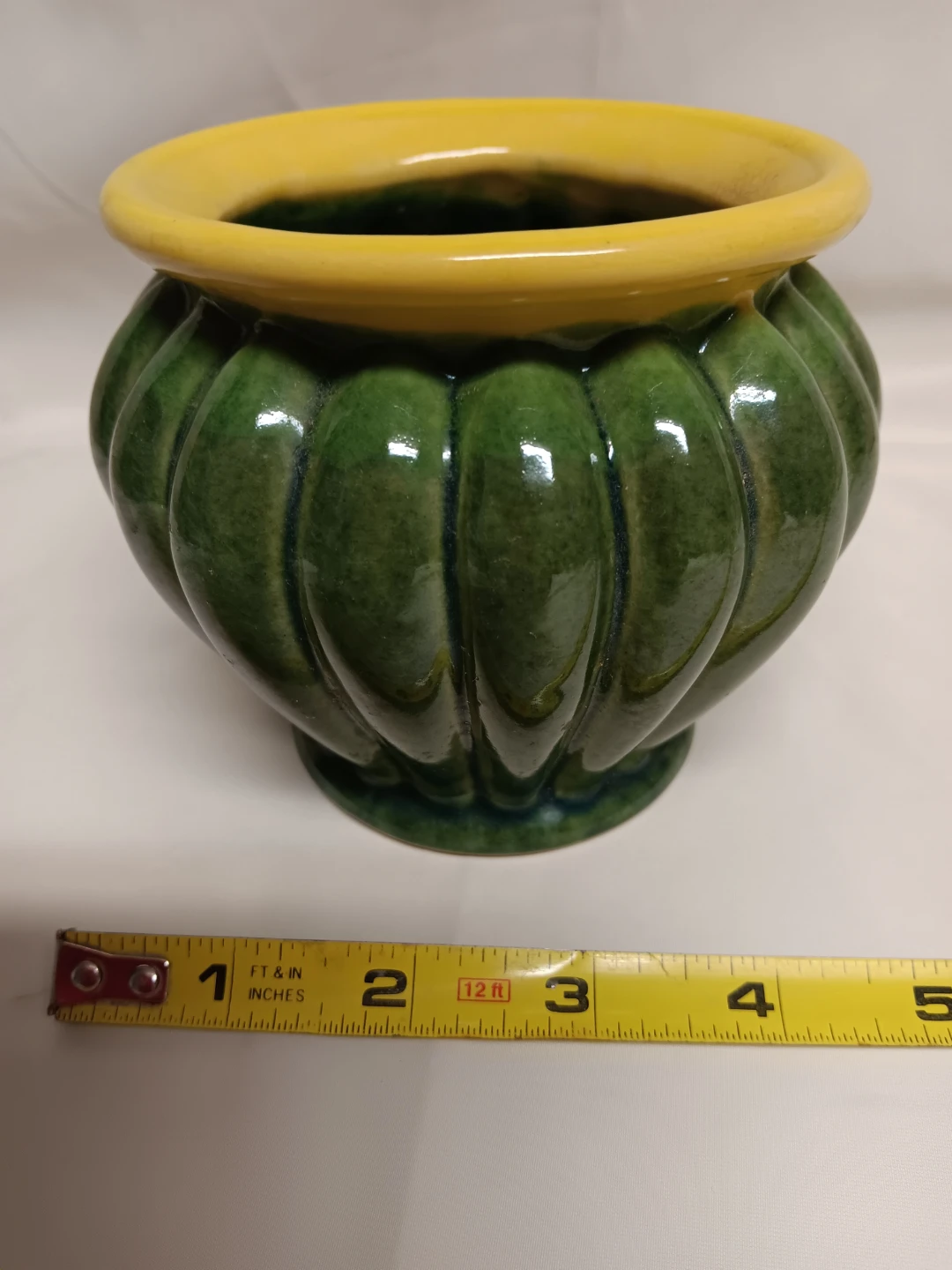 Green and Yellow Ceramic Planter Pot