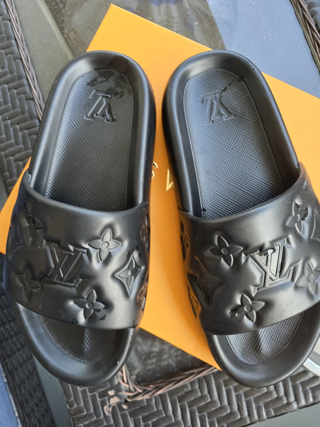 LV inspired ( Replica) Black Monogram Slides size 42-43