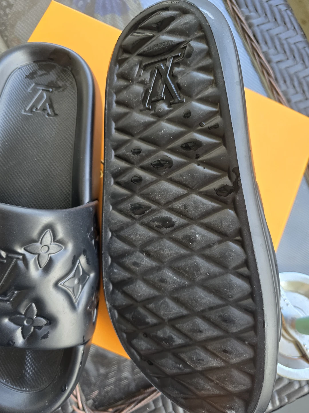 LV inspired ( Replica) Black Monogram Slides size 42-43 - photo 2