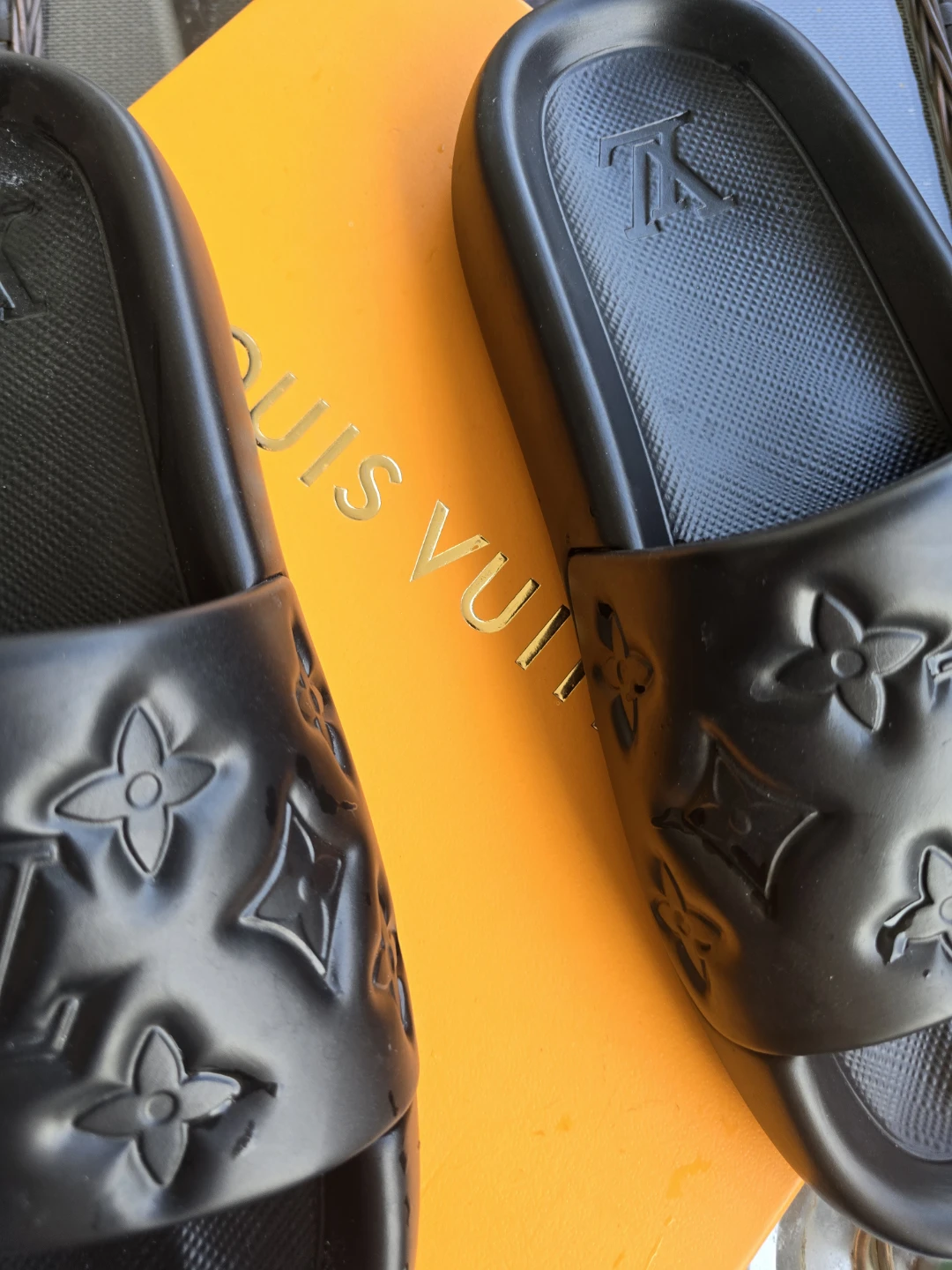 LV inspired ( Replica) Black Monogram Slides size 42-43 - photo 4