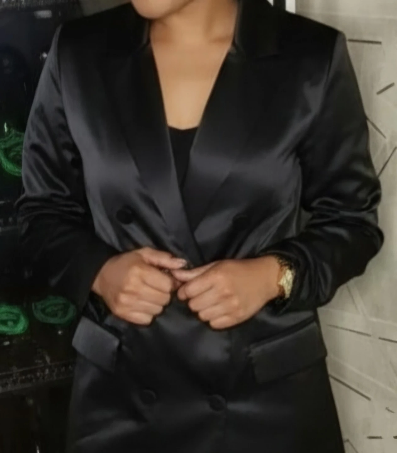 Eight Paris Black Satin Blazer - Size S