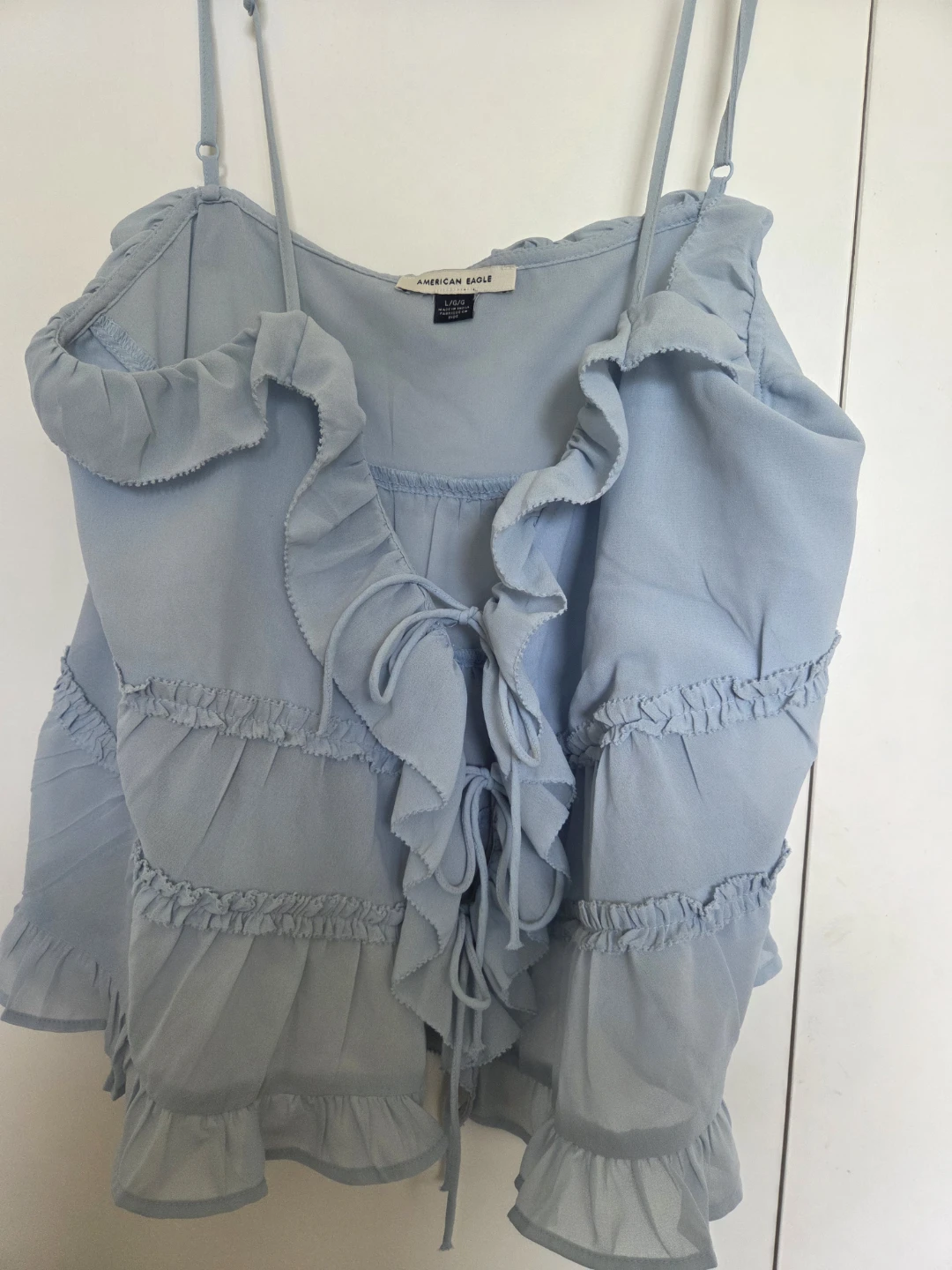 American Eagle Blue Ruffle Camisole Top