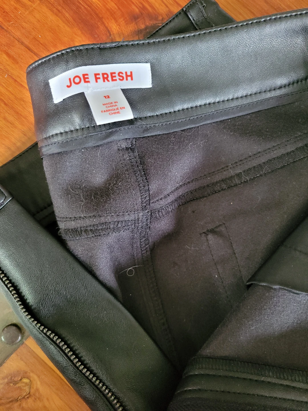 Joe Fresh Black Faux Leather Pants Size 12
