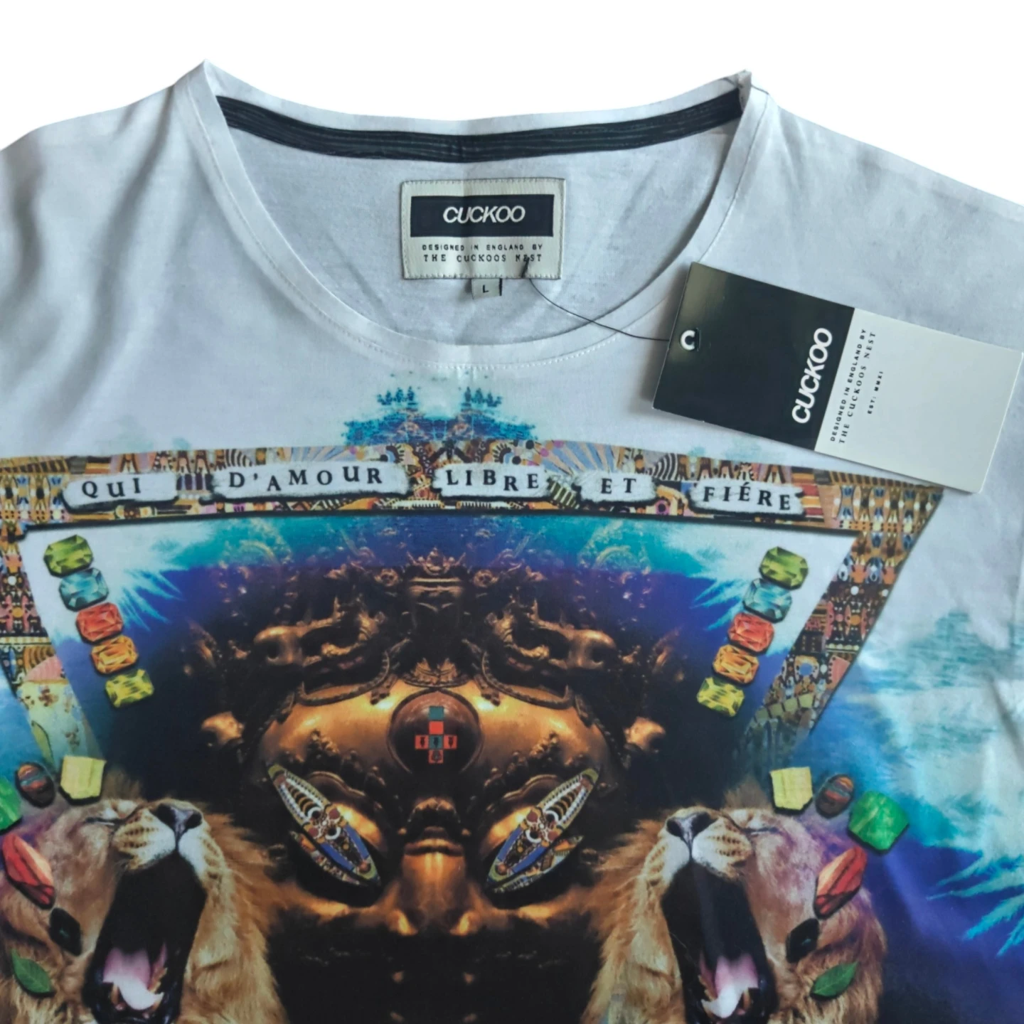 NWT CUCKOO Men's Graphic Lion T-Shirt Size Large Psychedelic Art - photo 2