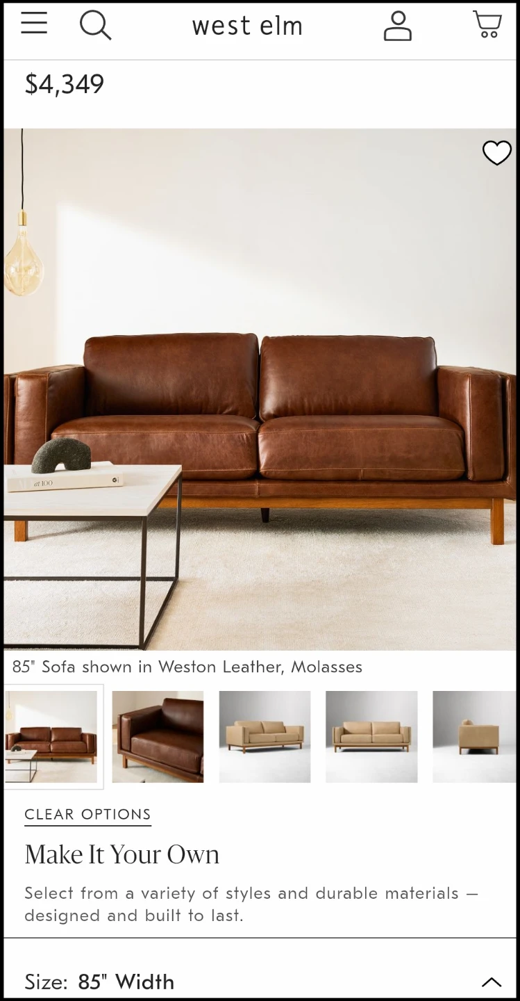 West Elm Leather Couch