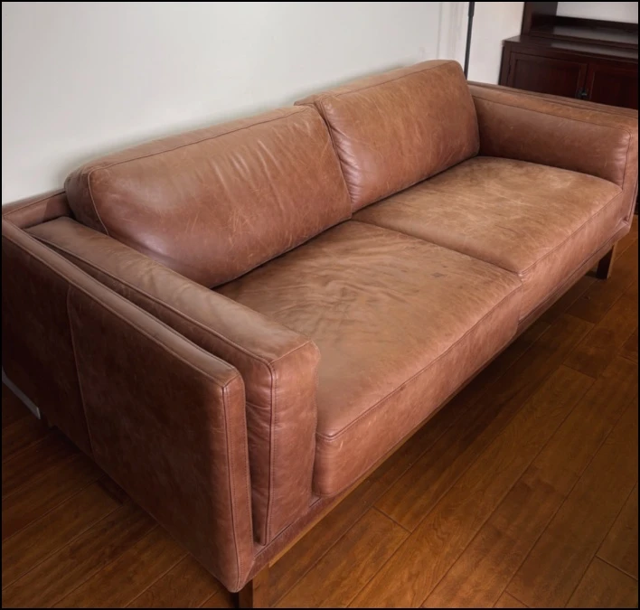 West Elm Leather Couch - photo 5
