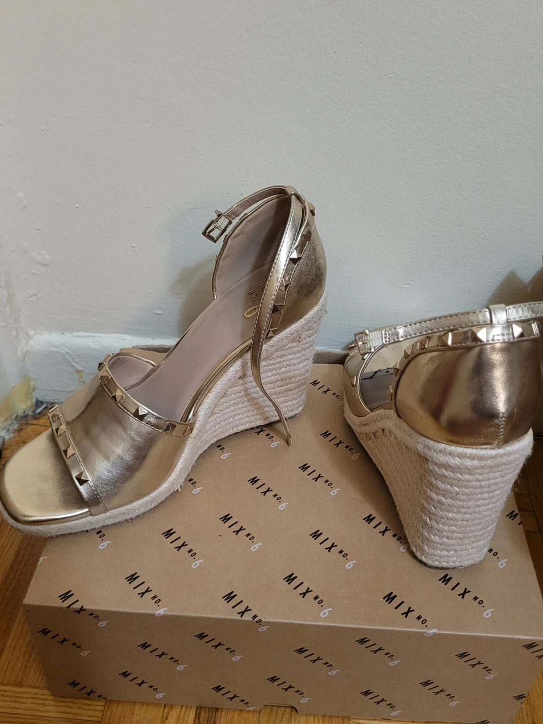 Gold Wedge Espadrille Sandals Size 9.5 - photo 2