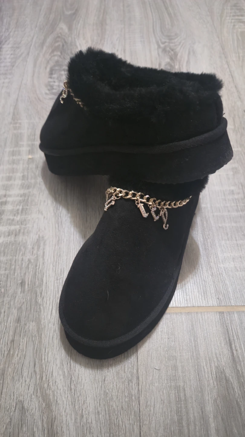 Juicy Couture Black Faux Fur Slippers Size 8 - photo 2