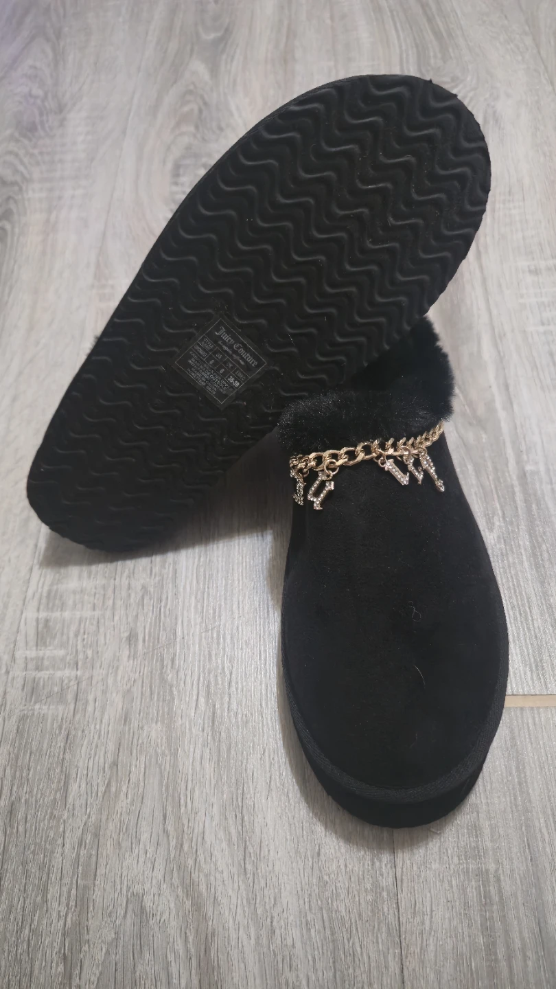 Juicy Couture Black Faux Fur Slippers Size 8 - photo 3