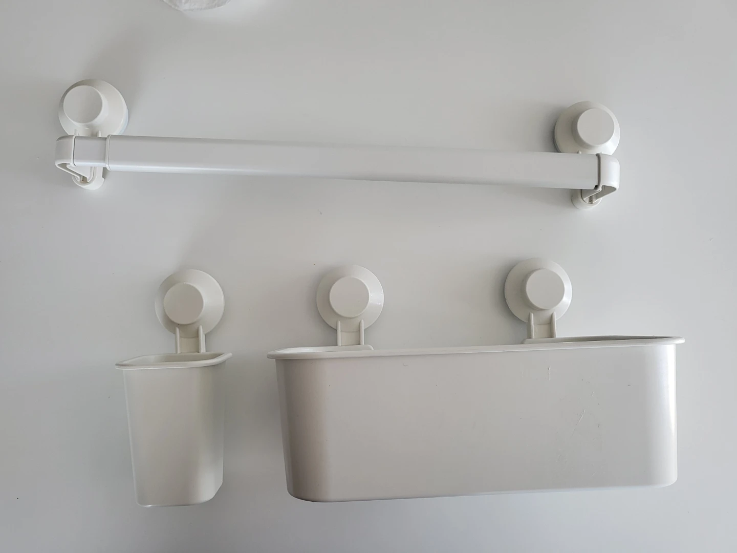 Ikea White Towel rack and Suction Cup Bathroom Organizer Set - photo 2