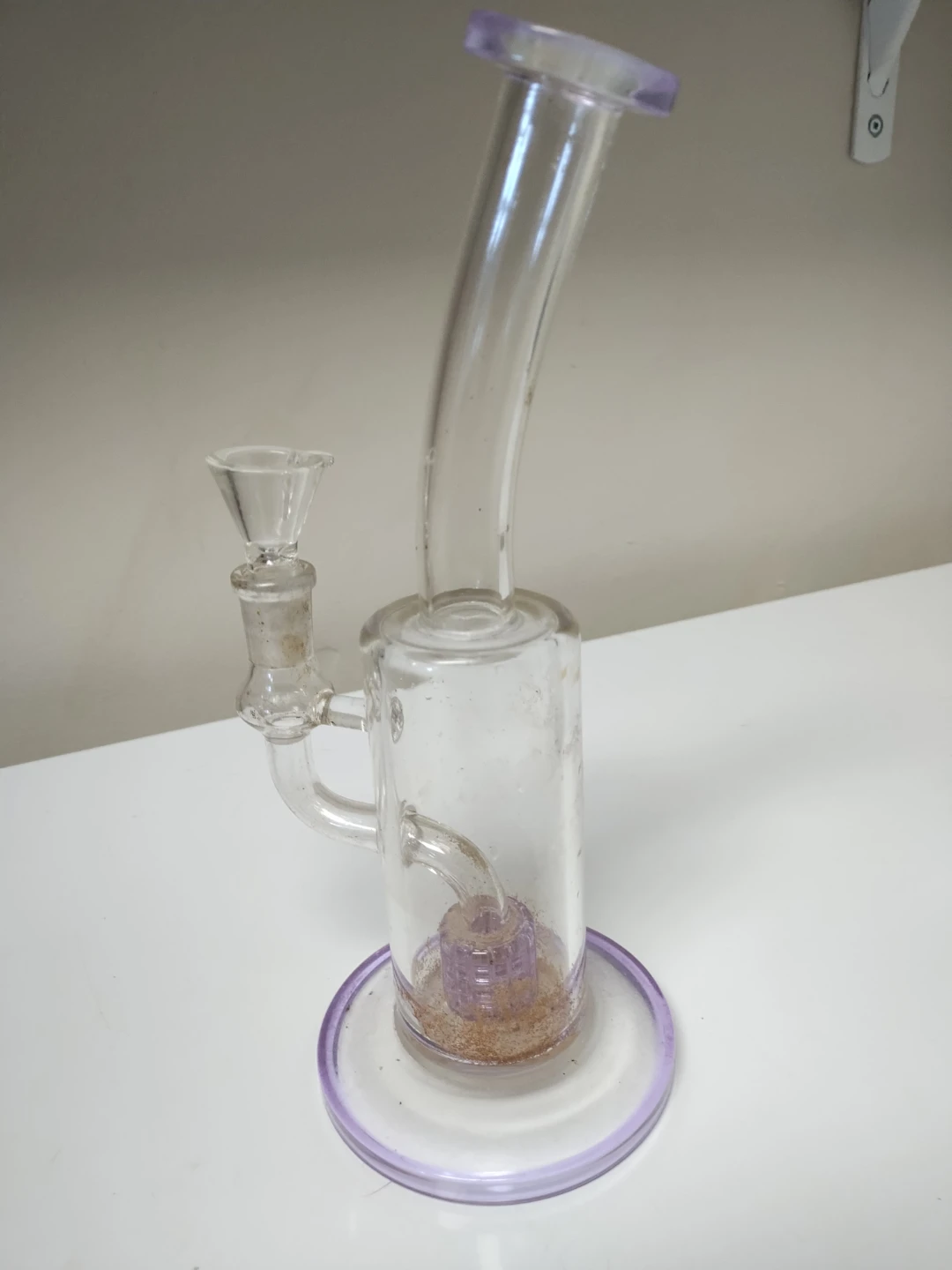 Glass Water Pipe with Purple Base