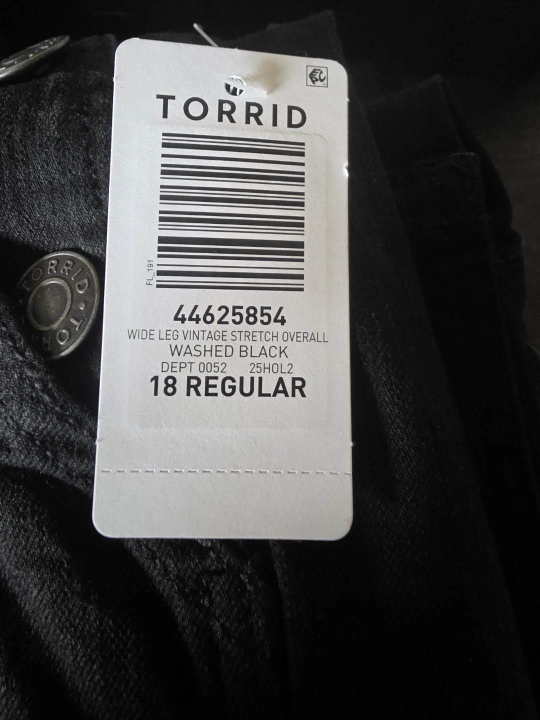 Torrid Black Wide Leg Vintage Stretch Overall - Size 18 Regular - photo 2