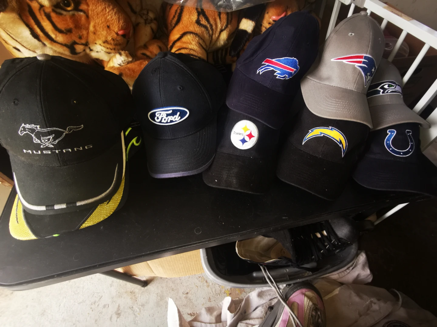 Assorted Baseball Caps (Ford, Mustang, NFL Teams)