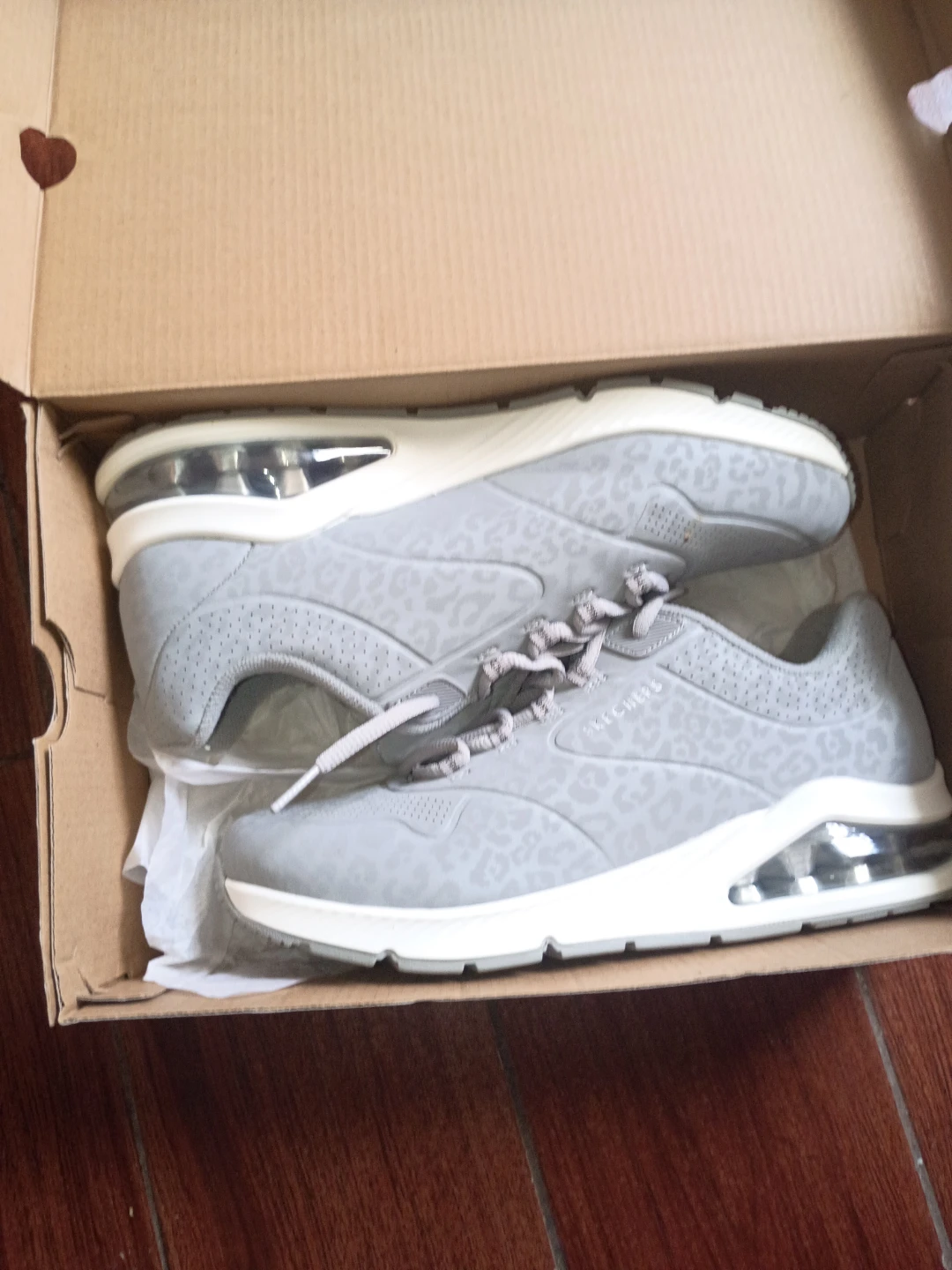 Skechers Women's Grey Leopard Print Sneakers
