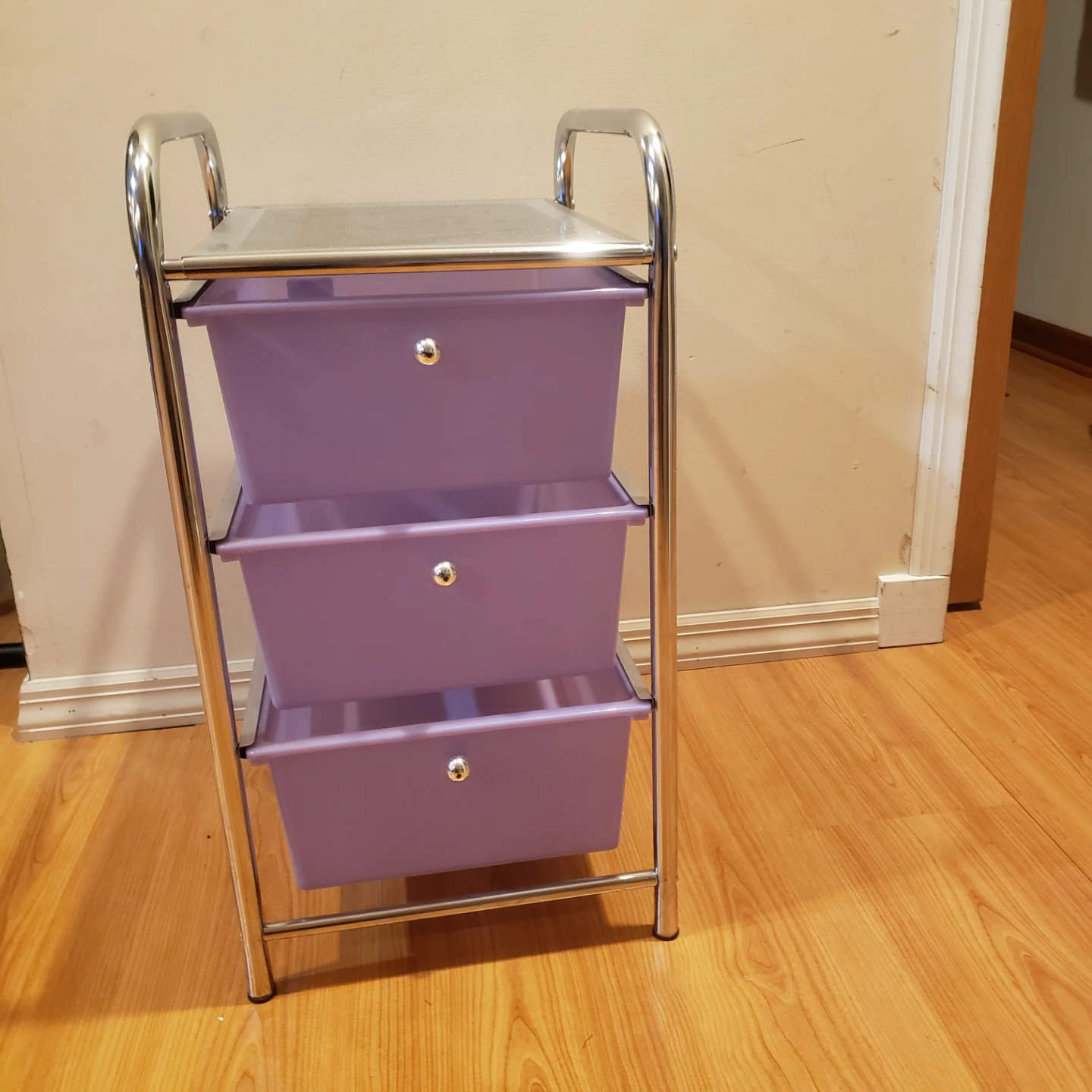 3-Tier Storage Cart with Lavender Drawers
