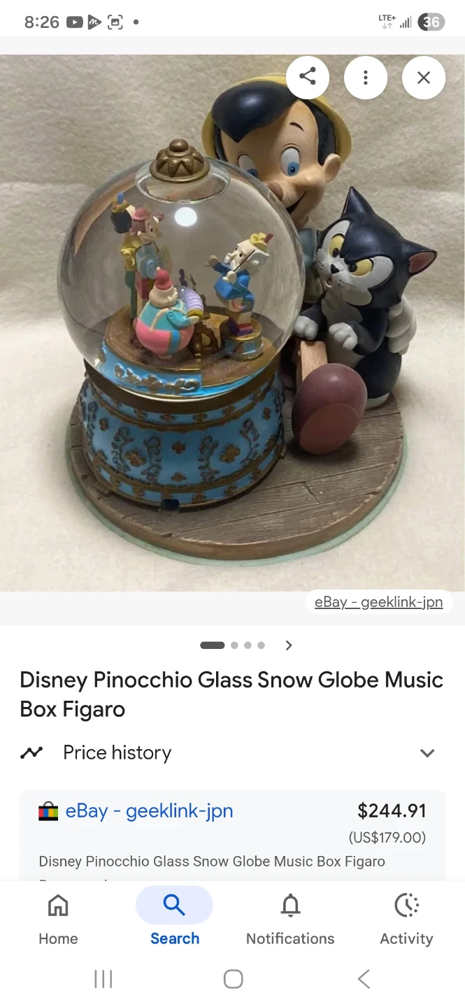 Disney Pinocchio Musical Snow Globe - photo 4