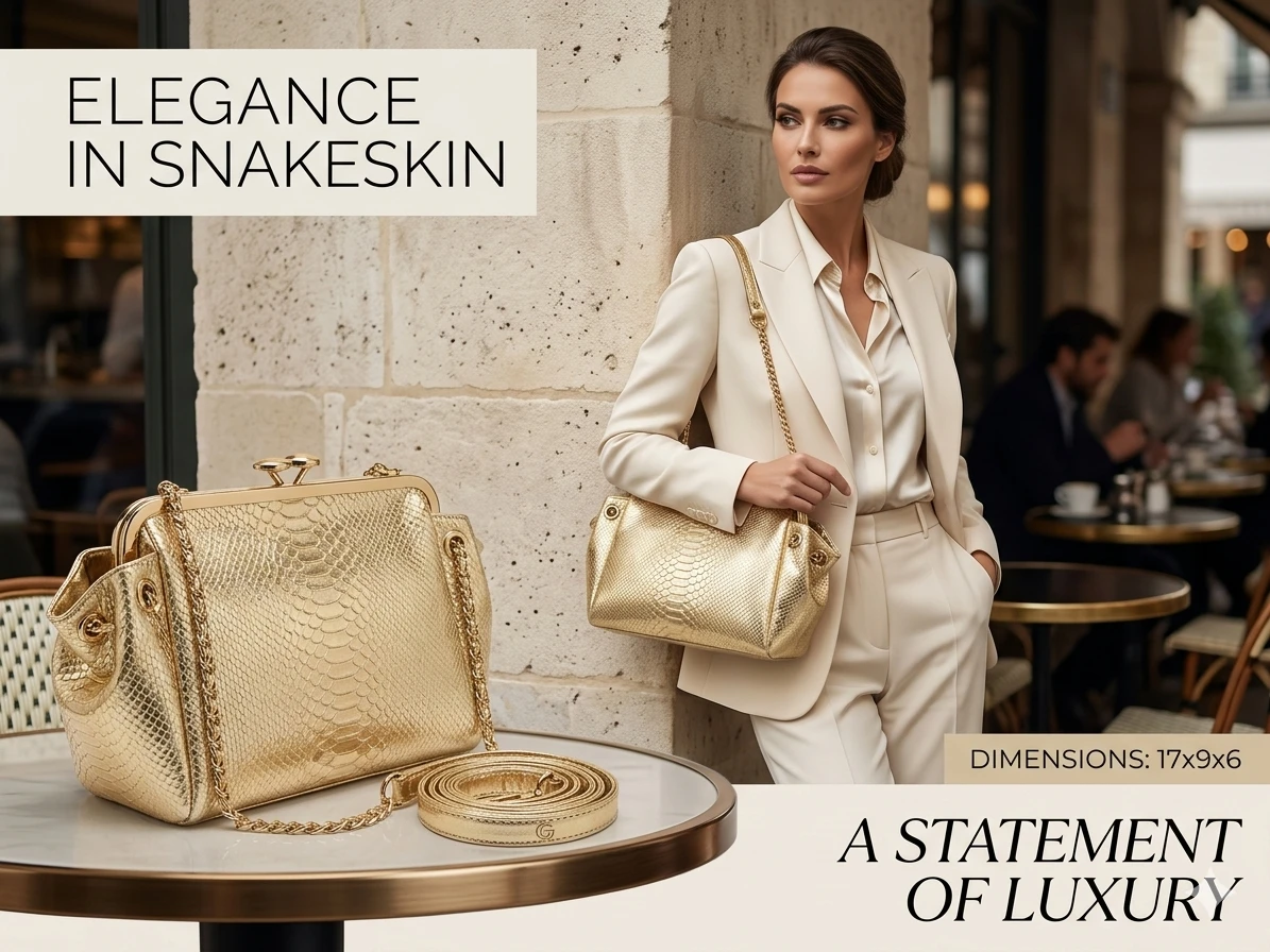 Sergio Ferrenti Gold Snakeskin Clutch/Shoulder Bag - photo 2
