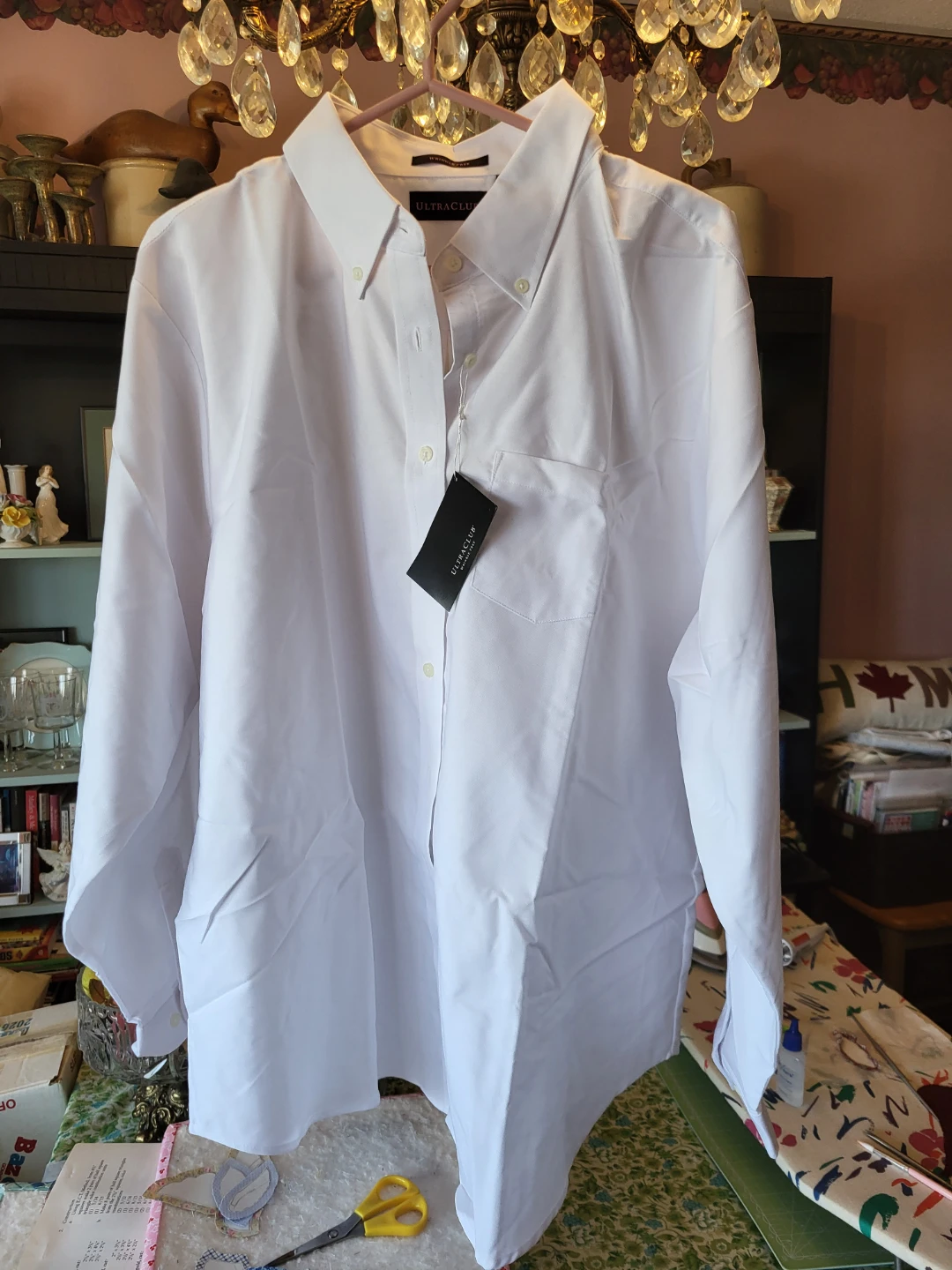 BRAND NEW, Ultra Club Ladies' Wrinkle Free  Shirt - White - 2XL