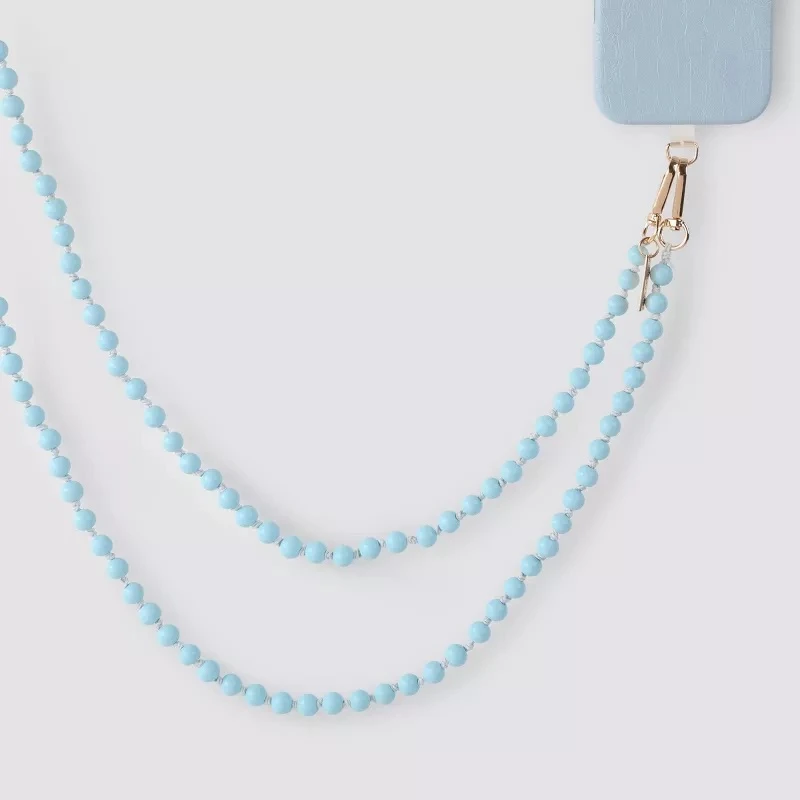 Hello Lux Painted Wooden Bead Phone Crossbody Lanyard - Blue - photo 5