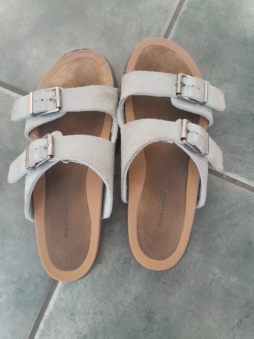 Light Blue Suede Sandals