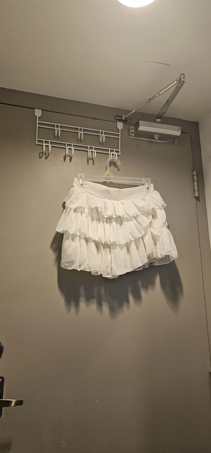 Cream Ruffle Mini Skirt