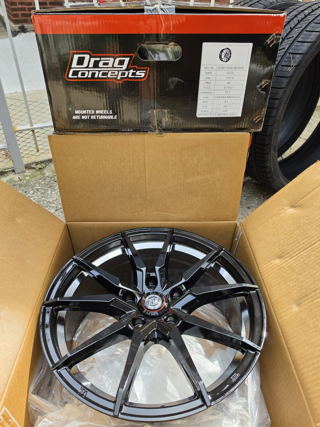 New Drag 17 inch Gloss Black Wheels Rims 5x114.3 5x115 - photo 5