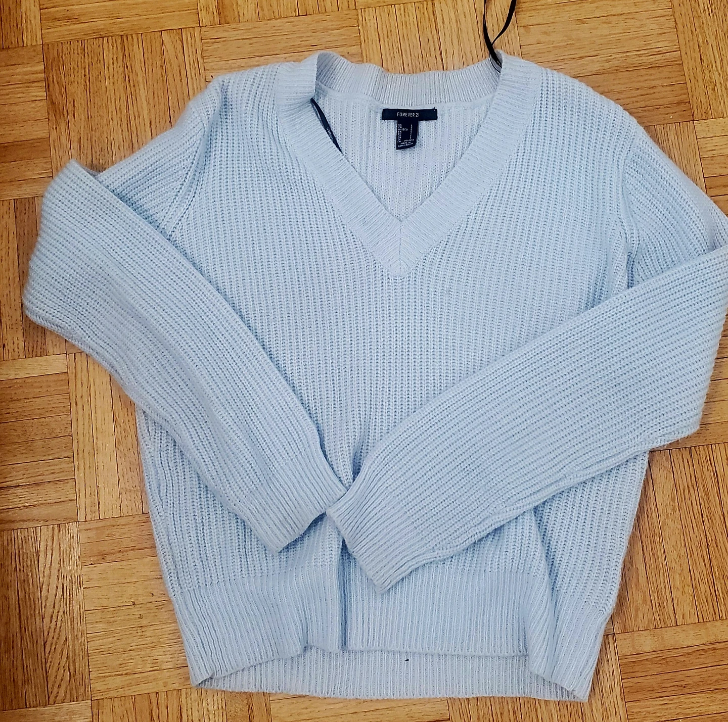 Forever 21 Light Blue V-Neck Sweater