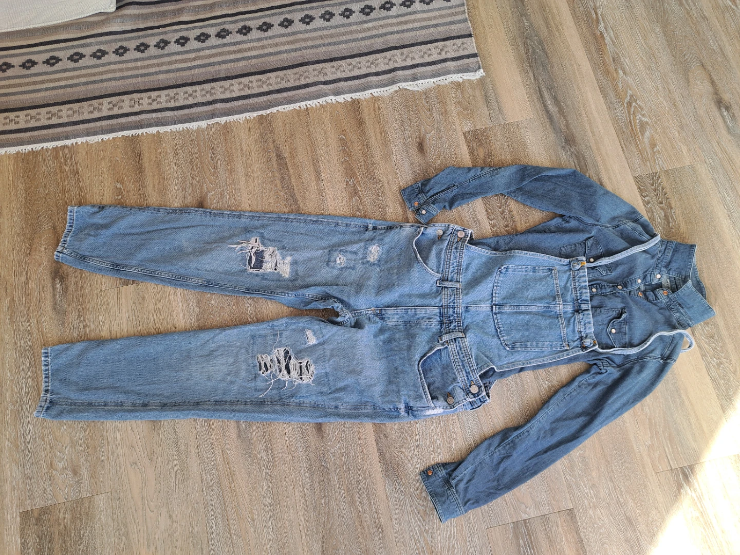 Denim Overalls and Shirt Set