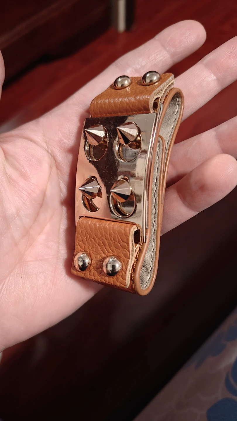 Spiked Faux Leather Cuff Bracelet - photo 4