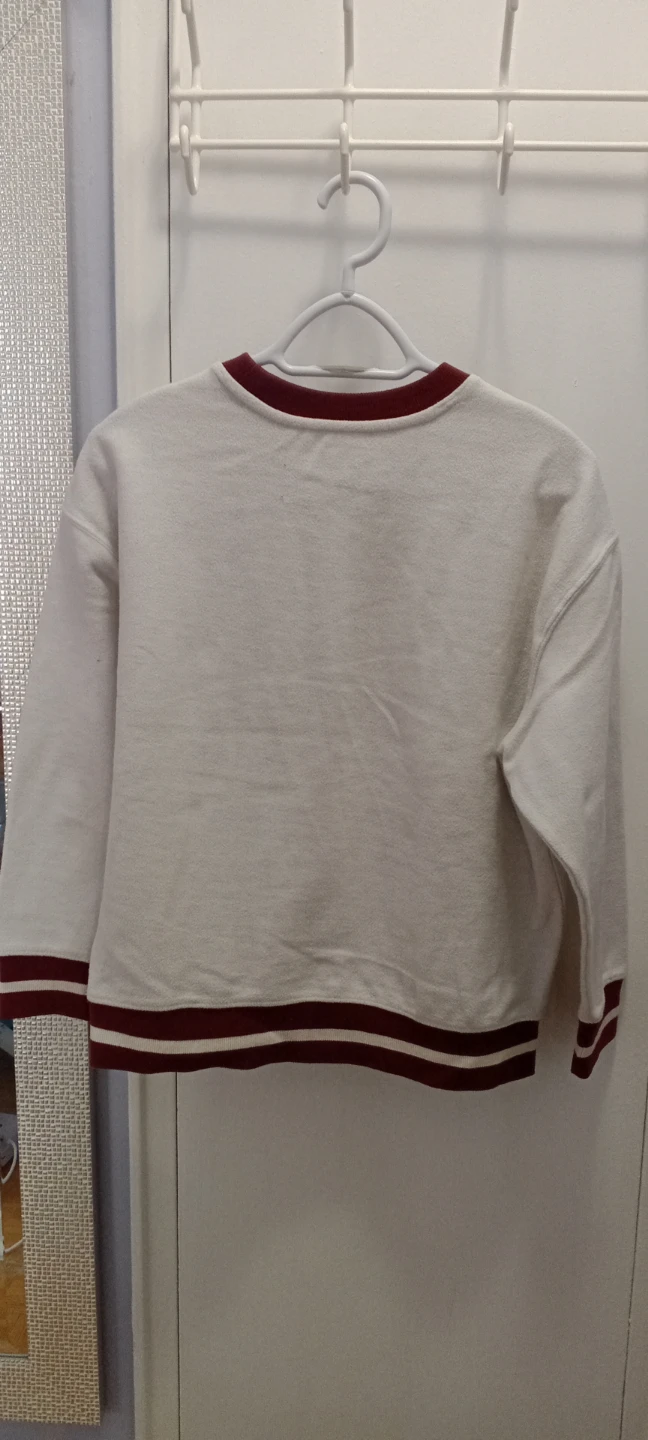 Old Navy Oversized Crewneck Sweatshirt - White/Maroon L (10-12) - photo 4
