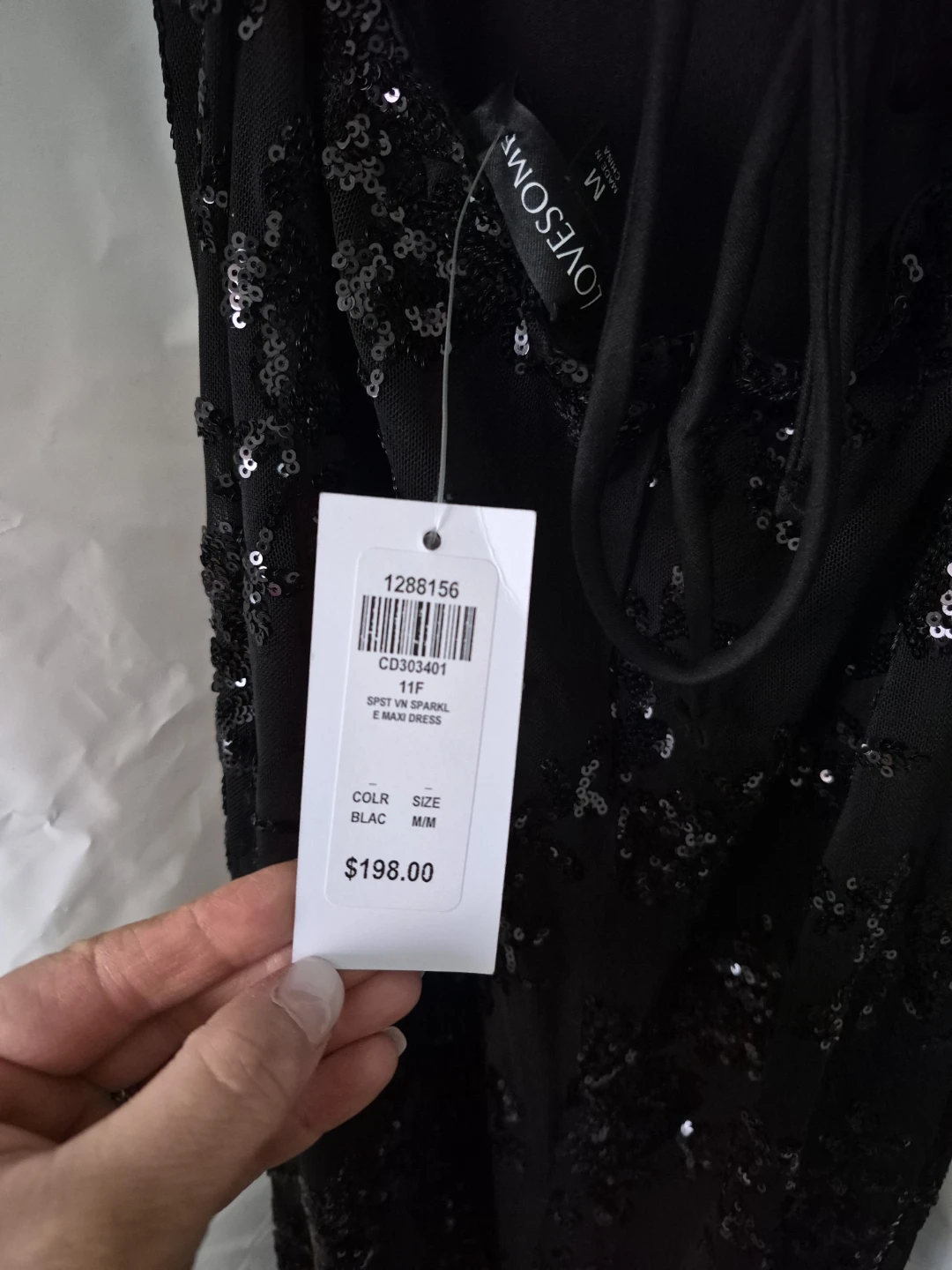 LOVESOME Black Sequin Sparkle Maxi Dress Size M - photo 5