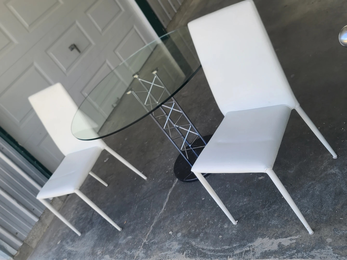 Glass Top Dining Table with Metal Base - photo 2