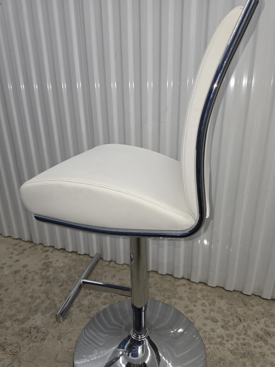 White Leather Adjustable Bar Stool (New) - photo 4