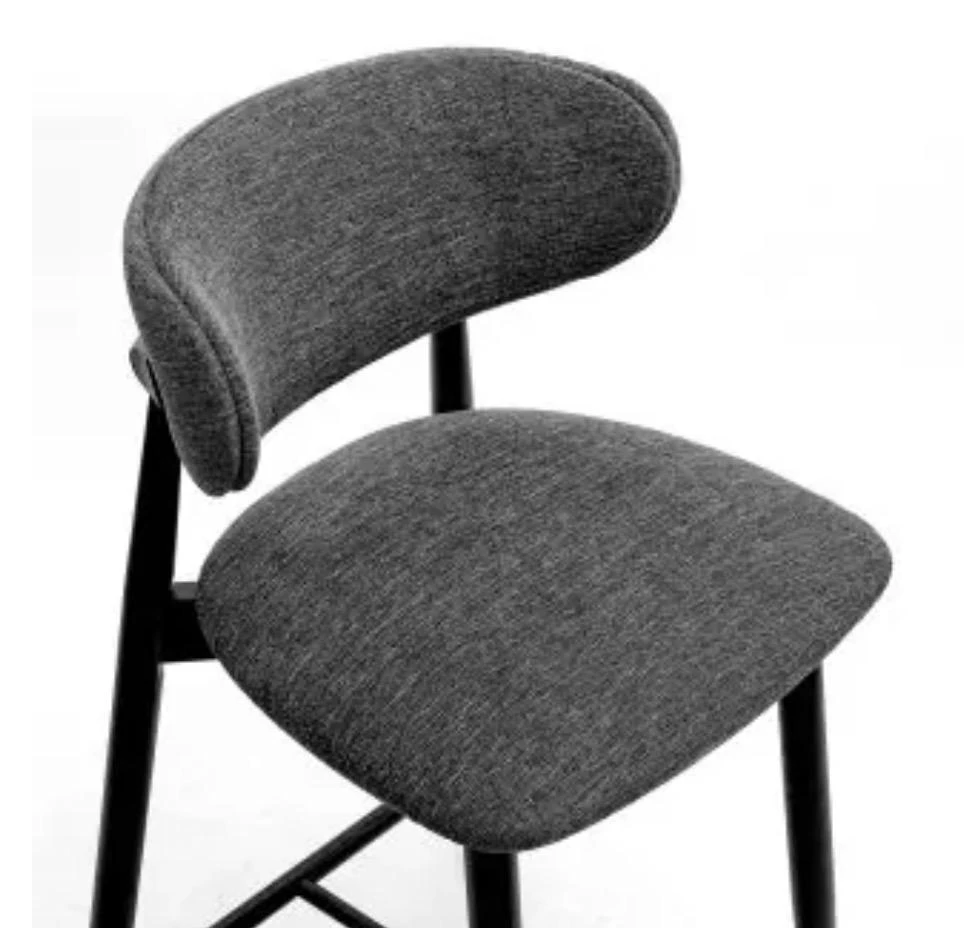 Grey Fabric Bar Stool with Black Wood Legs