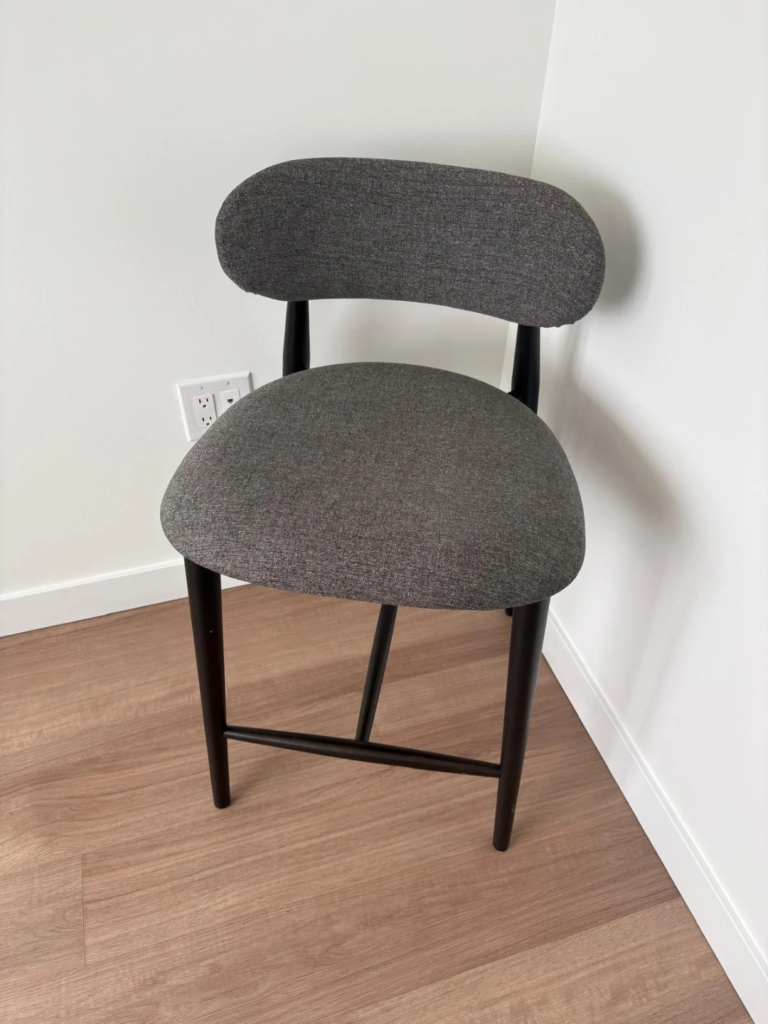 Grey Fabric Bar Stool with Black Wood Legs - photo 3