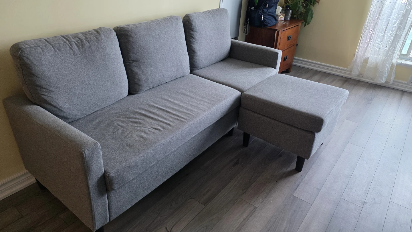 Grey Sectional Sofa with Ottoman