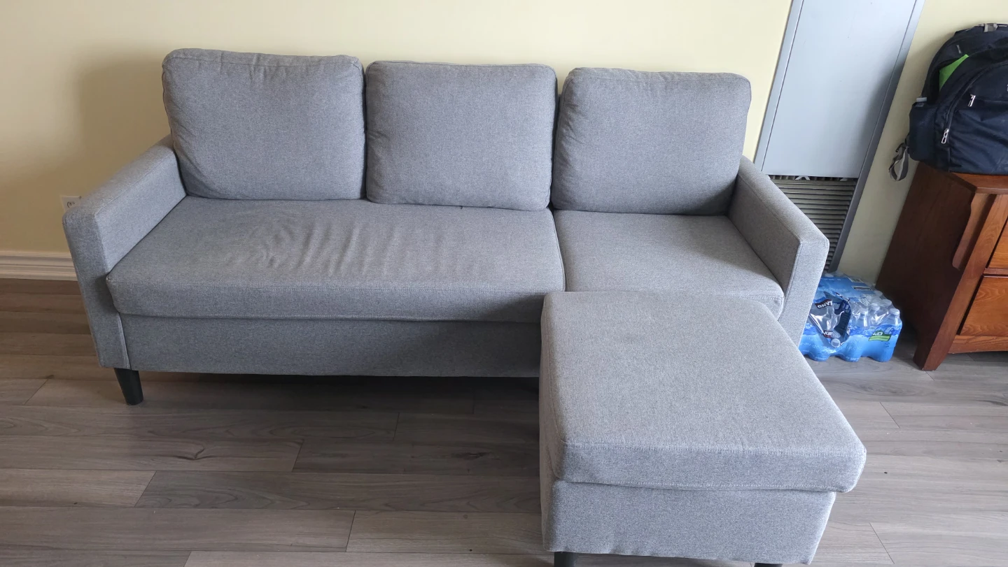 Grey Sectional Sofa with Ottoman - photo 3
