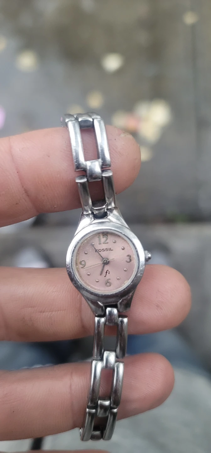 Fossil Women's Silver Tone Pink Face Watch