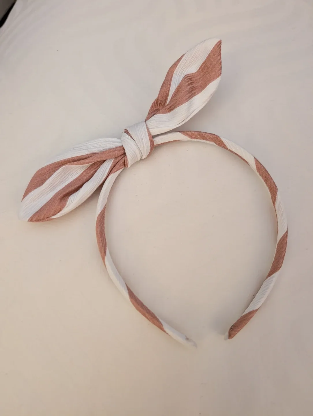 Striped Headband with Bow Accent