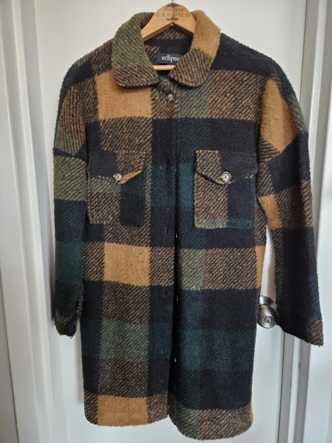 Eclipse Plaid Wool Coat size XS