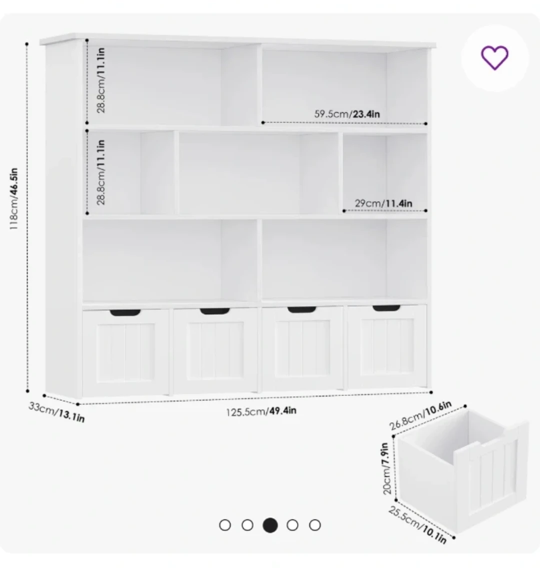 White Bookshelf with Storage Drawers