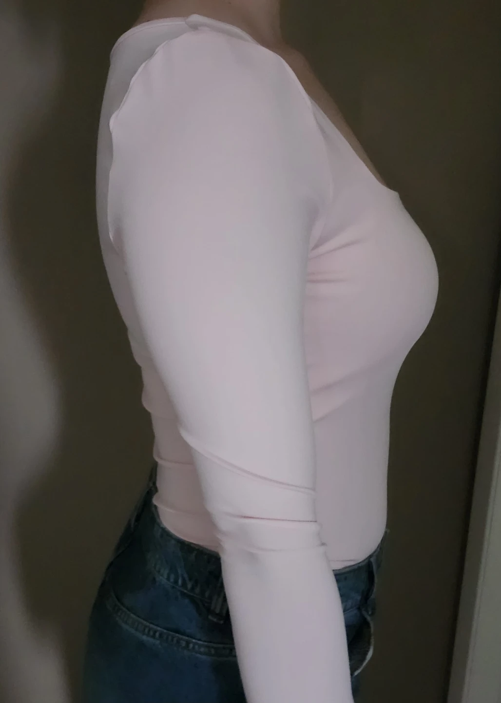 Pink Long Sleeve Square Neck Bodysuit - photo 2